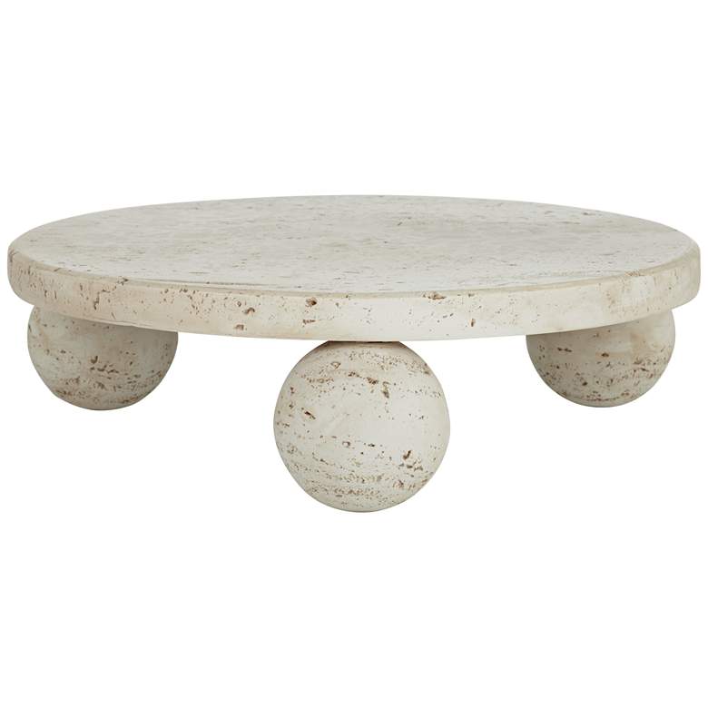 Image 5 Elin 8 3/4" Wide Round Stone Decorative Tray Matte Cream more views