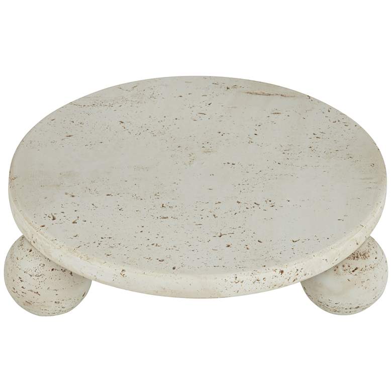 Image 7 Elin 8 3/4" Wide Round Stone Decorative Tray Matte Cream more views