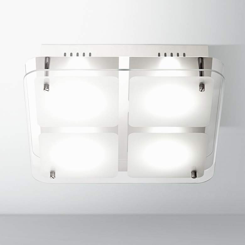 Image 1 Elin Chrome 11 1/4 inch Square Frosted Glass LED Ceiling Light