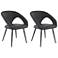 Elin Set of 2 Dining Chairs in Gray Faux Leather and Black Metal
