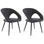 Elin Set of 2 Dining Chairs in Gray Faux Leather and Black Metal