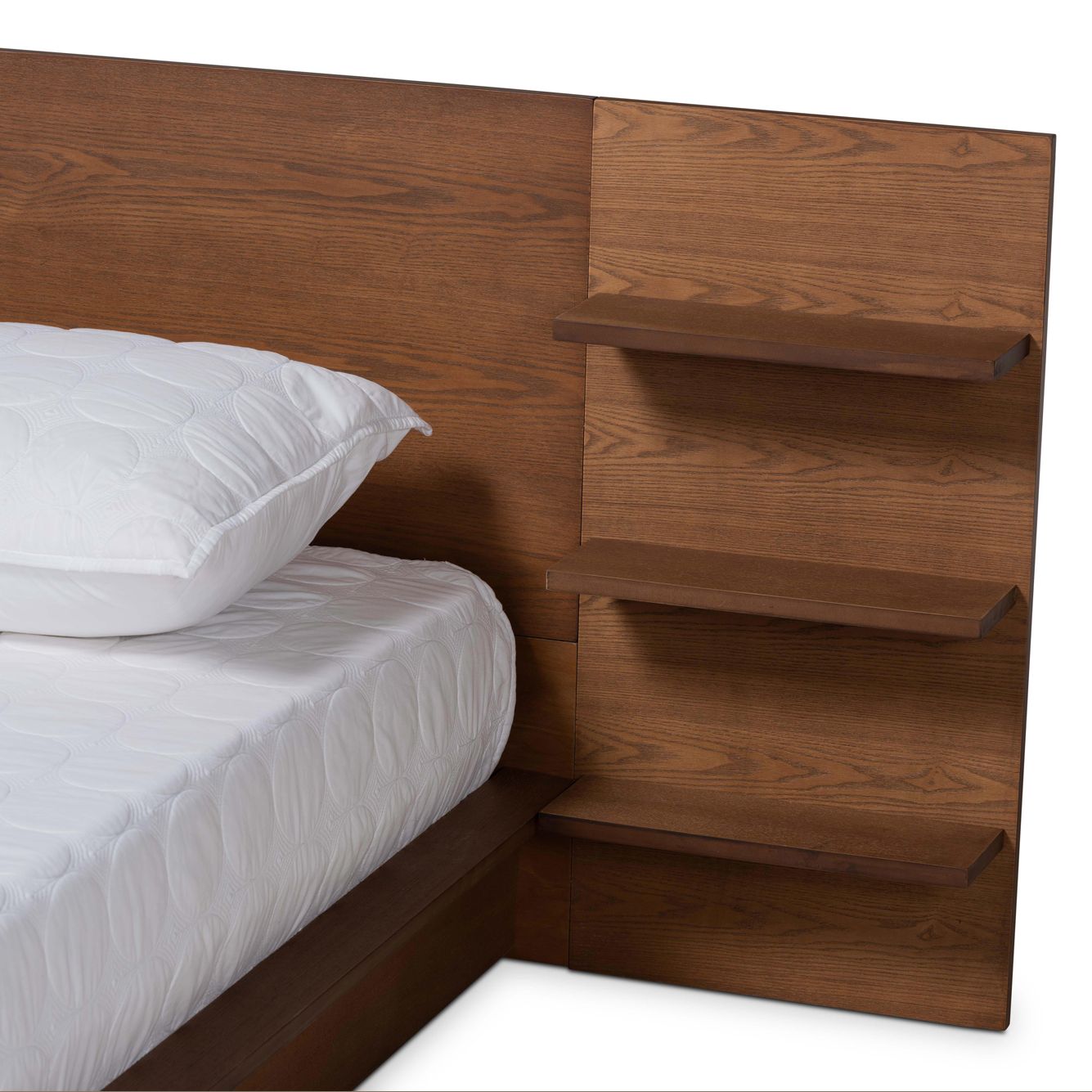 Thumbnail3 of Elina Walnut Brown King Platform Storage Bed with Shelves more views