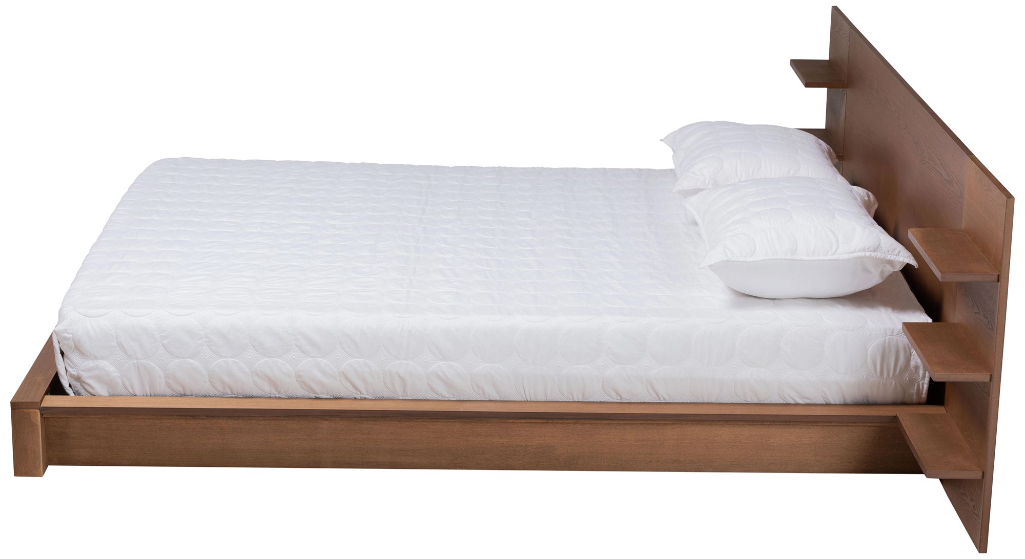 Elina Walnut Brown King Platform Storage Bed with Shelves in scene