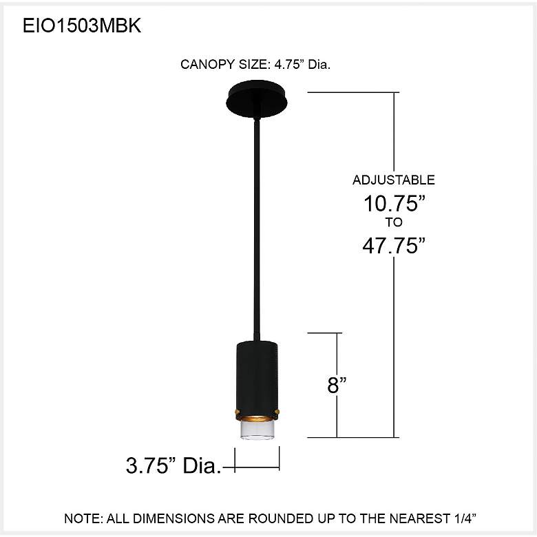 Image 7 Elio 1-Light Matte Black Mini Pendant Light more views