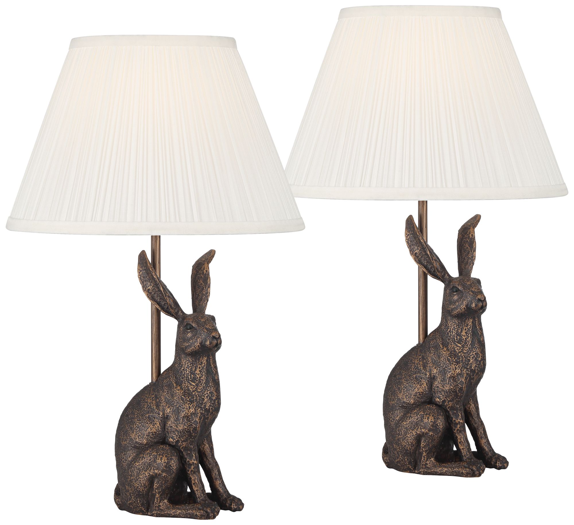 Image 3 Elior Rabbit 17 1/2" High Bronze and White Accent Table Lamp Set of 2