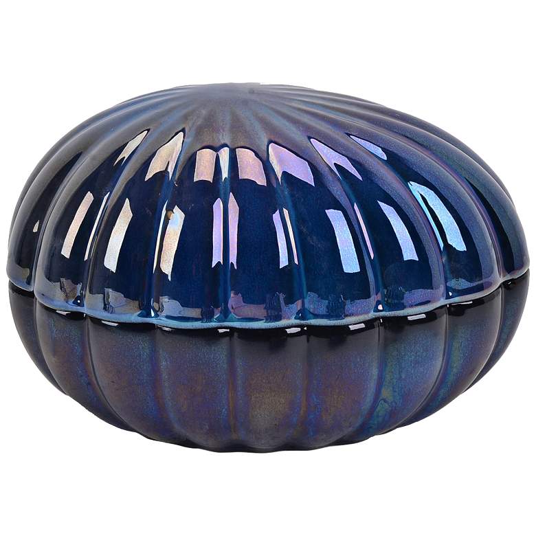 Image 1 Elisa Blue 6 1/2 inch High Decorative Ceramic Covered Jar