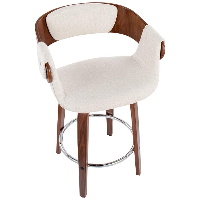 Image 7 Elisa Counter Stool in Walnut and Cream Fabric by LumiSource Pair more views