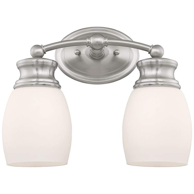 Image 1 Elise 12 1/4" 2-Light Wide Satin Nickel Bathroom Vanity Wall Light