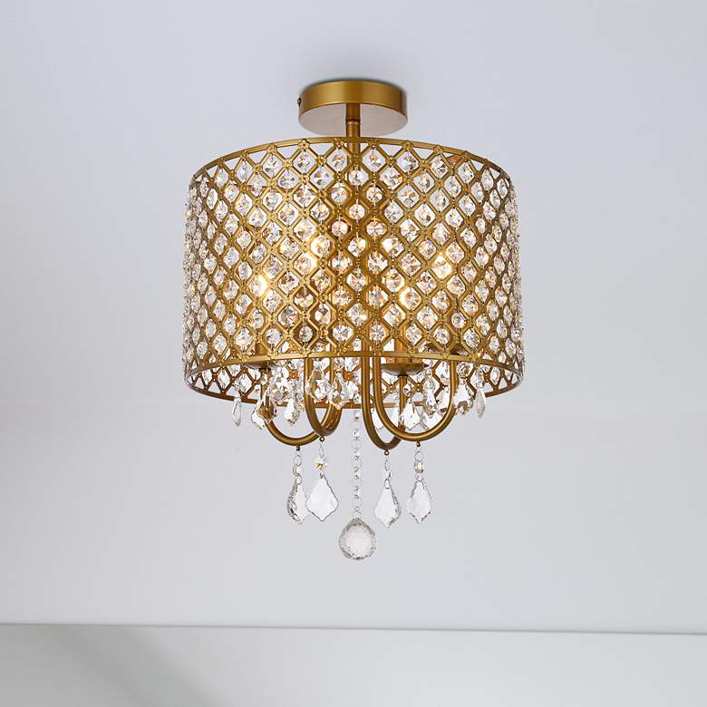 Image 1 Elise 14" Flush Mount In Brass