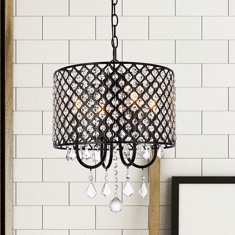 Image 1 Elise 14" Wide Black 4-Light Chandelier