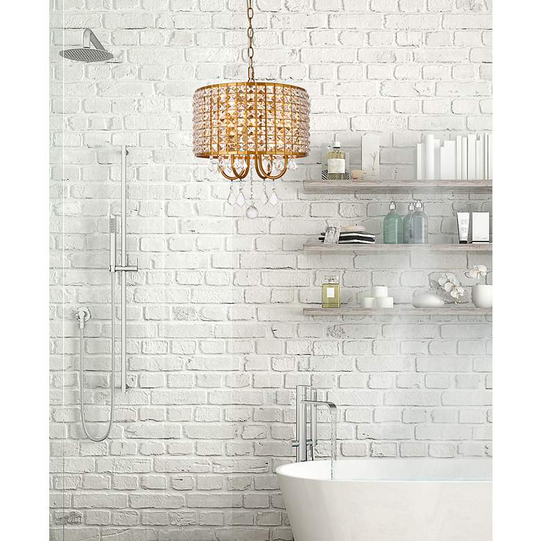 Image 3 Elise 14" Wide Brass Pendant Light with Clear Crystal more views