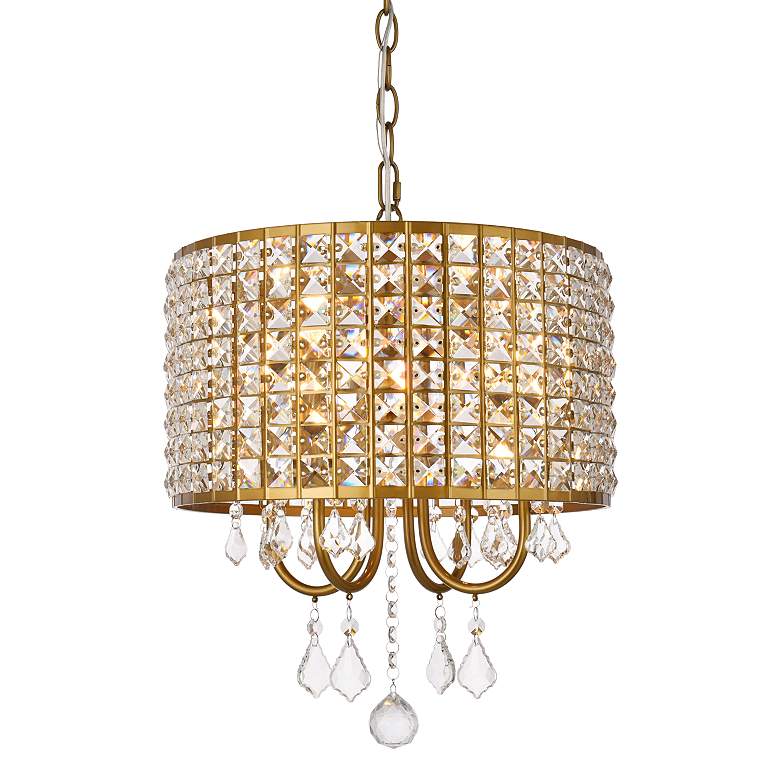 Image 4 Elise 14" Wide Brass Pendant Light with Clear Crystal more views