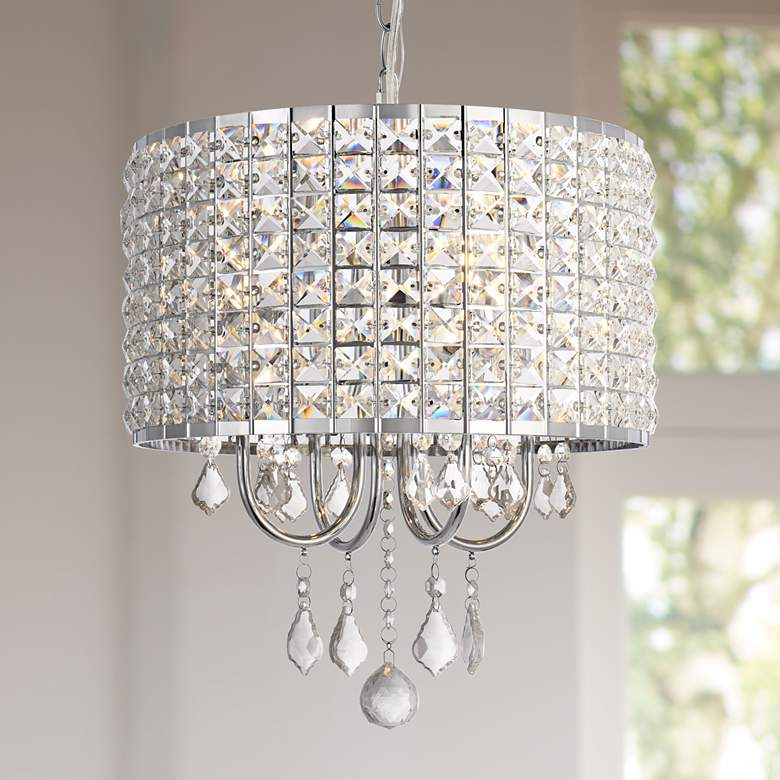 Image 2 Elise 14" Wide Chrome and Crystal Pendant Light
