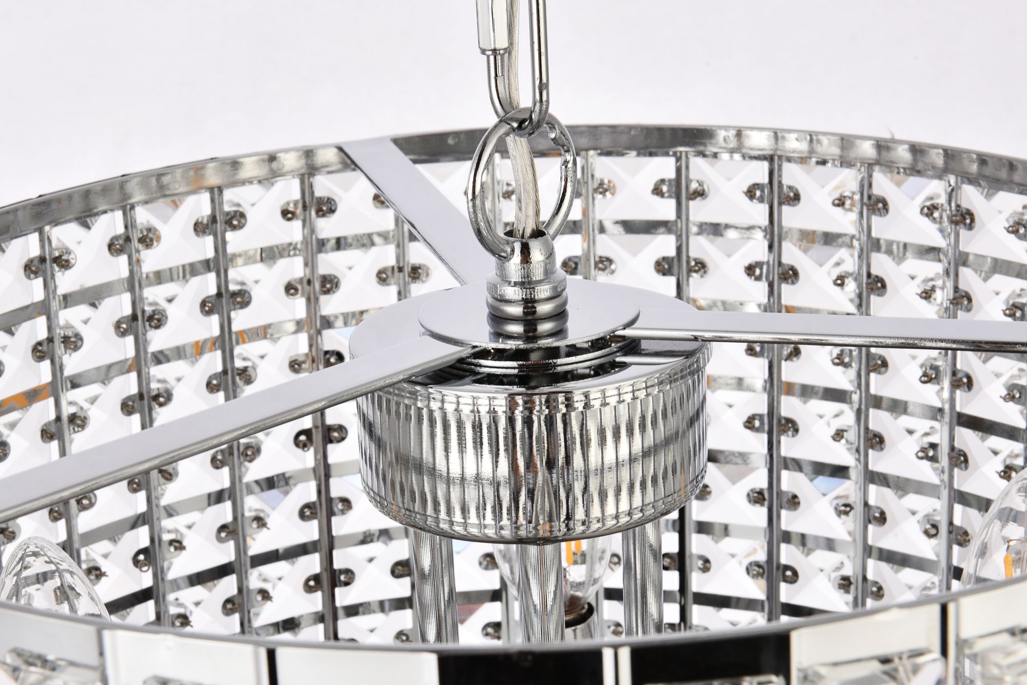 Elise 14" Wide Chrome and Crystal Pendant Light in scene