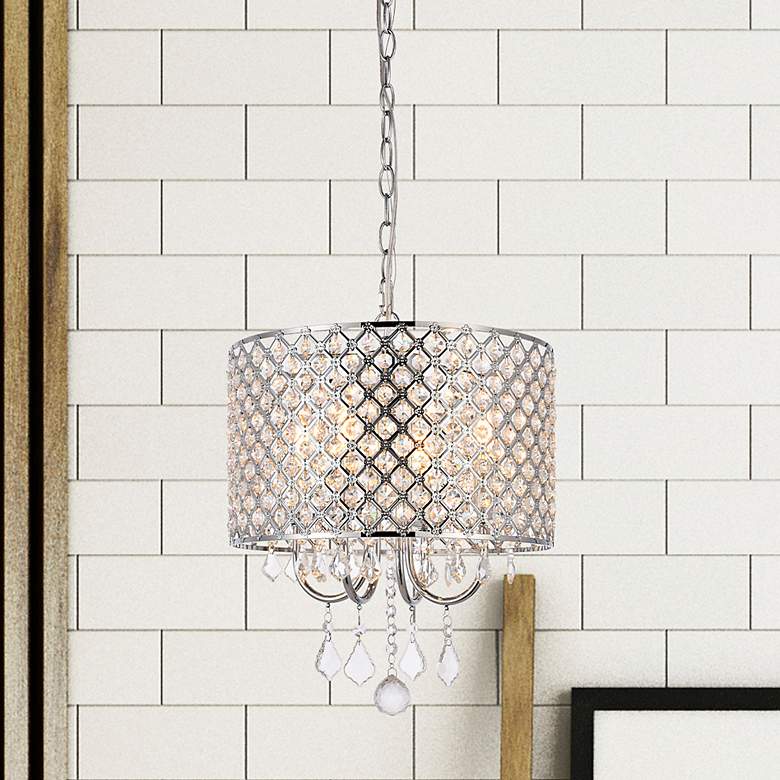 Image 1 Elise 14" Wide Chrome and Crystal Pendant Light