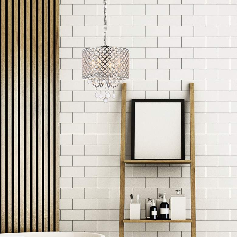 Image 3 Elise 14" Wide Chrome and Crystal Pendant Light more views