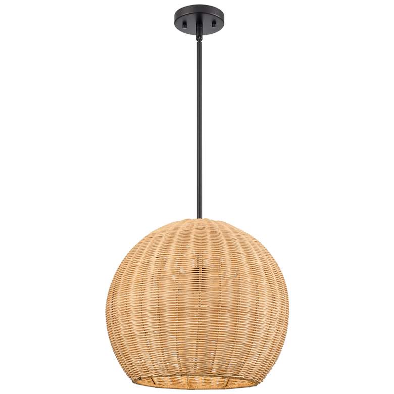 Image 1 Elise 16" Wide 1-Light Pendant in Matte Black