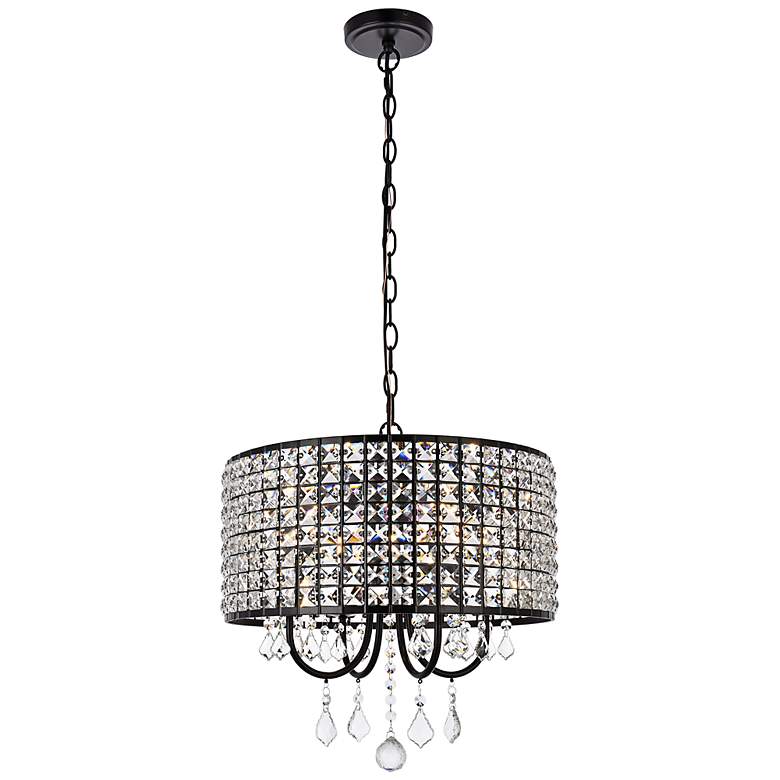 Image 2 Elise 17" Wide Black Pendant Light w/ Clear Crystal