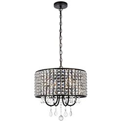 Elise 17" Wide Black Pendant Light w/ Clear Crystal