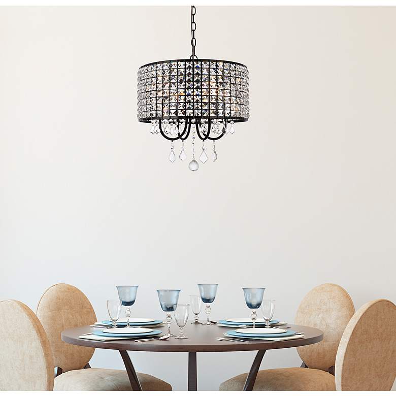 Image 3 Elise 17" Wide Black Pendant Light w/ Clear Crystal more views