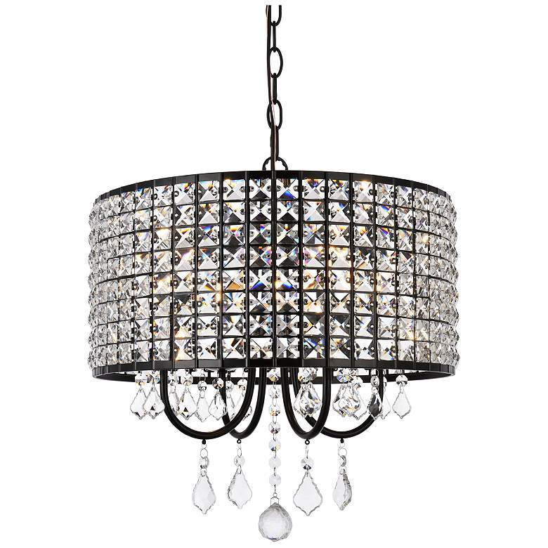 Image 4 Elise 17" Wide Black Pendant Light w/ Clear Crystal more views