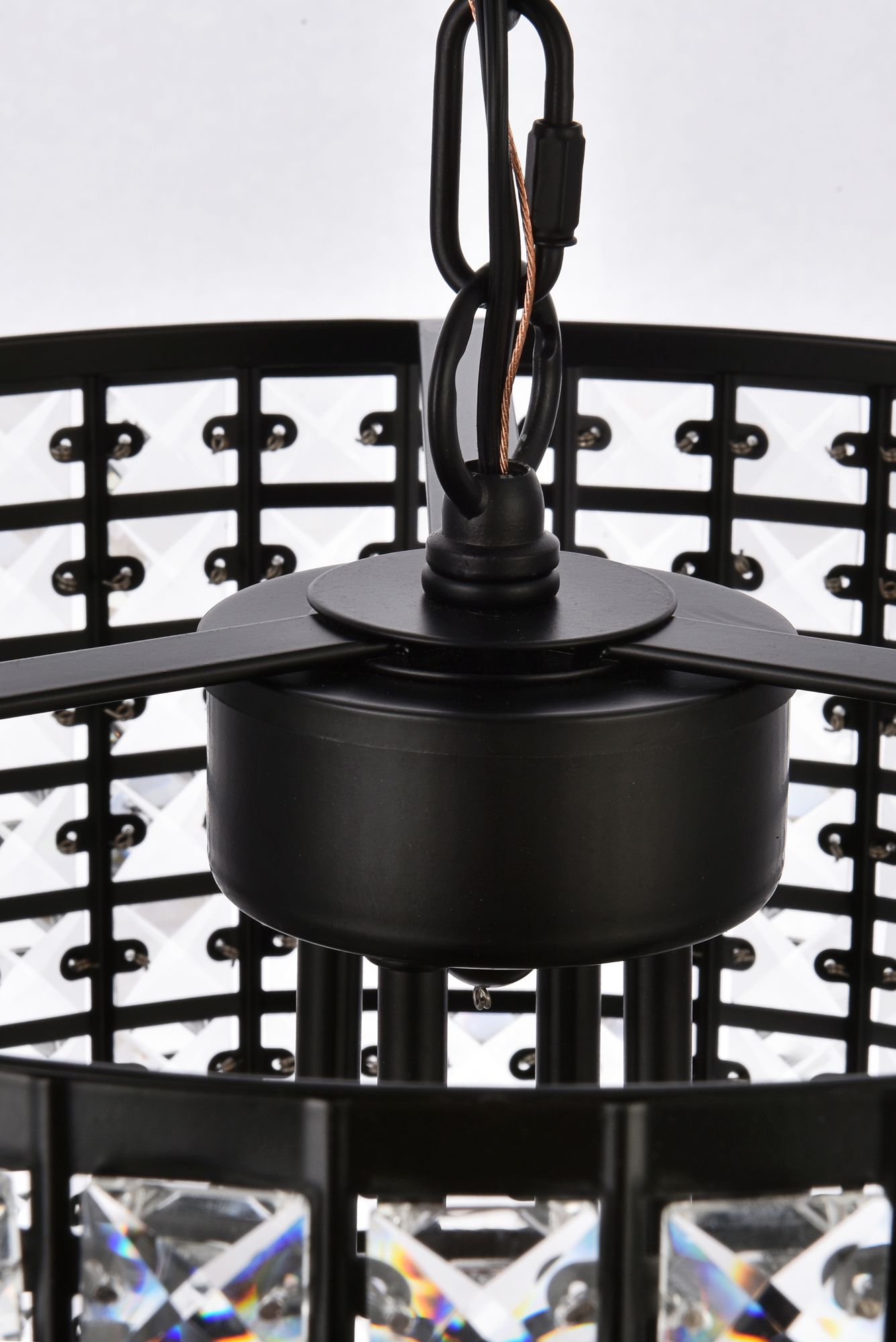 Elise 17" Wide Black Pendant Light w/ Clear Crystal