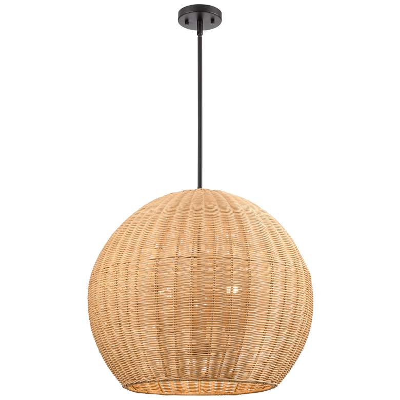 Image 1 Elise 22" Wide 3-Light Pendant in Matte Black