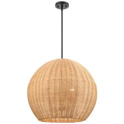 Elise 22" Wide 3-Light Pendant in Matte Black