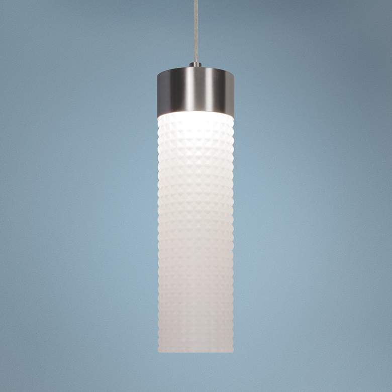 Image 1 Elise 3 3/4" Wide Satin Nickel LED Tube Mini Pendant Light