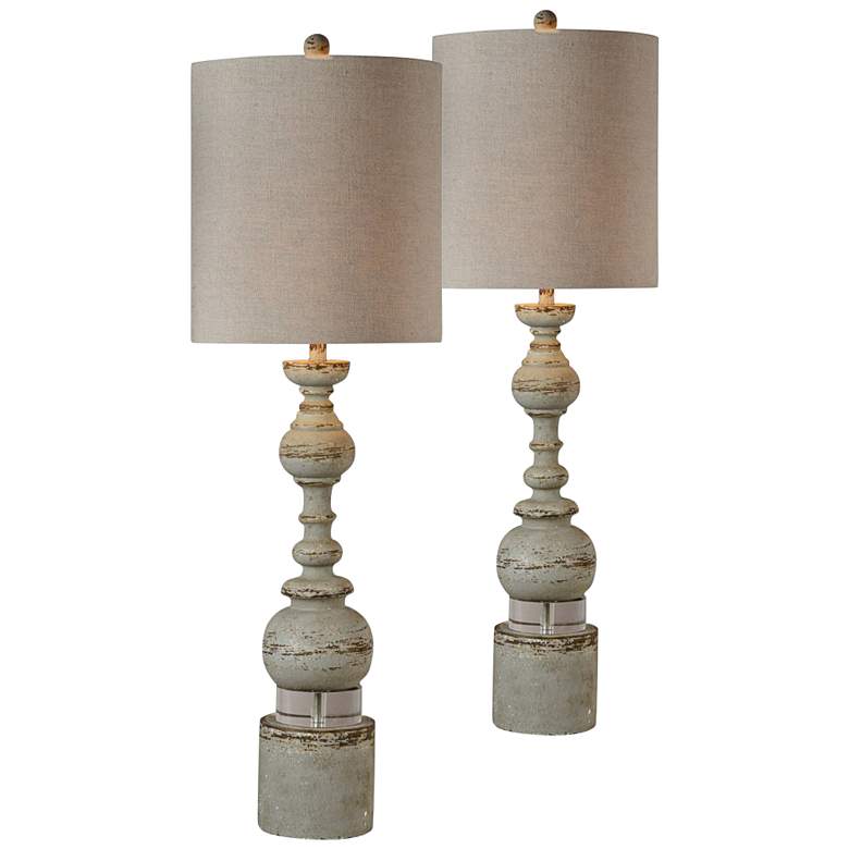 Image 1 Elise 44" High Distressed Blue and Gray Buffet Table Lamps Set of 2