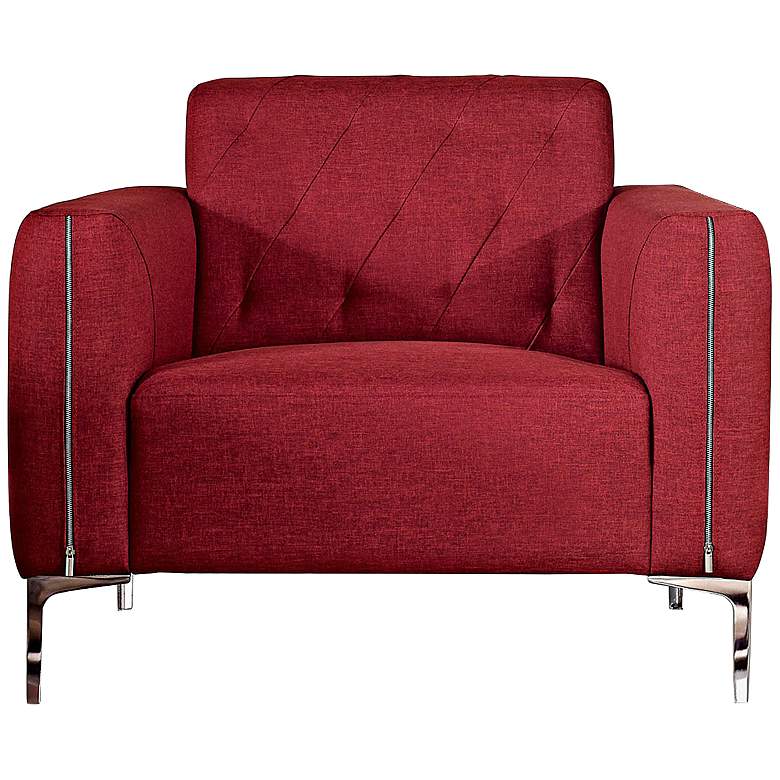 Image 1 Elise Retro Tufted Red Weave Cushioned Accent Armchair