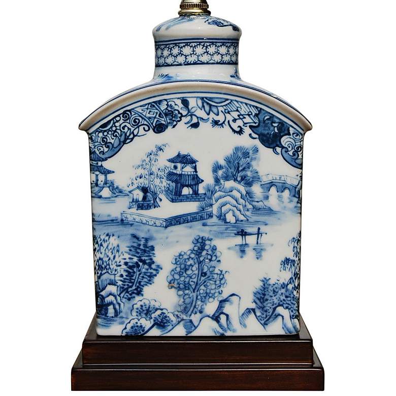 Elison 17 1/2&quot;H Blue and White Porcelain Tea Jar Table Lamp more views