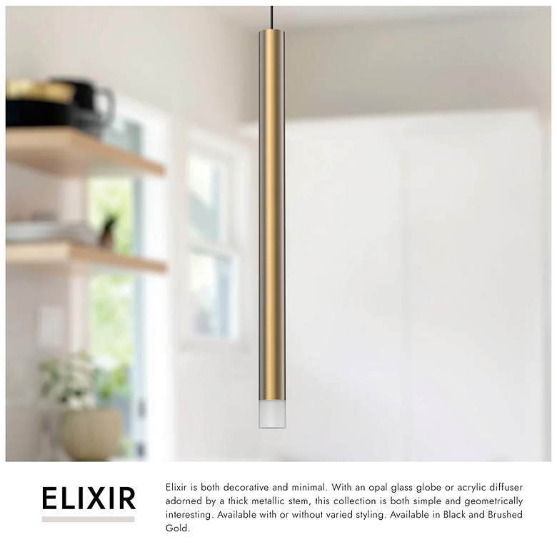 Image 3 Elixir 1" Wide Black Cylinder LED Mini Pendant more views