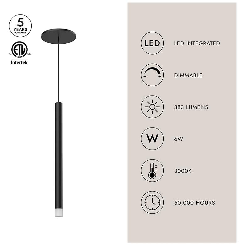 Image 4 Elixir 1" Wide Black Cylinder LED Mini Pendant more views