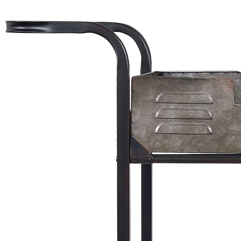 Image 2 Elixir Rustic Metal Wheeled Serving Bar Cart more views
