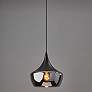 1_Eliza 12" Wide Black Mini Pendant w/ Smoked Mercury Glass