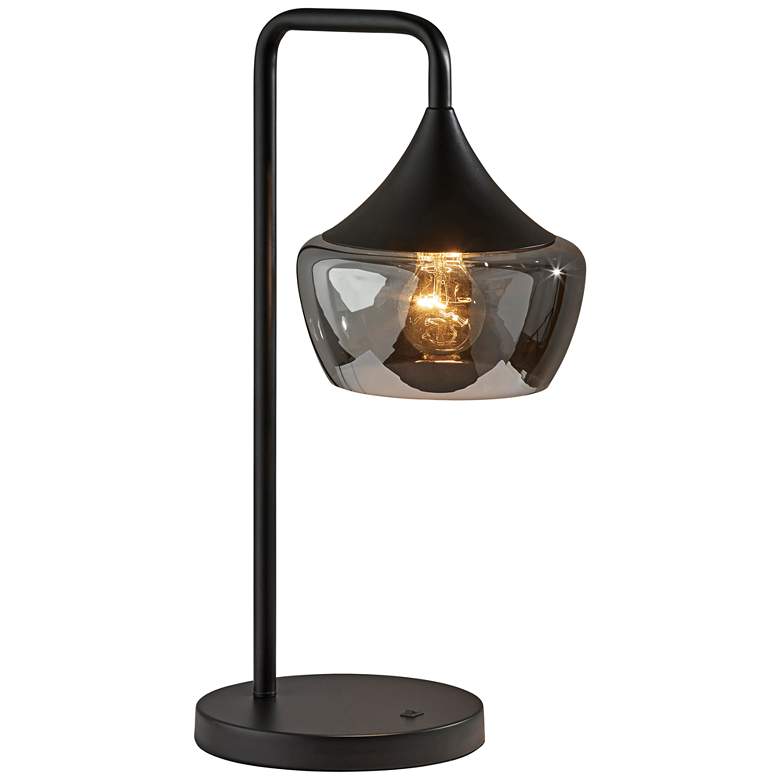 Image 1 Eliza Black Metal Desk Lamp with Smoked Mercury Glass Shade