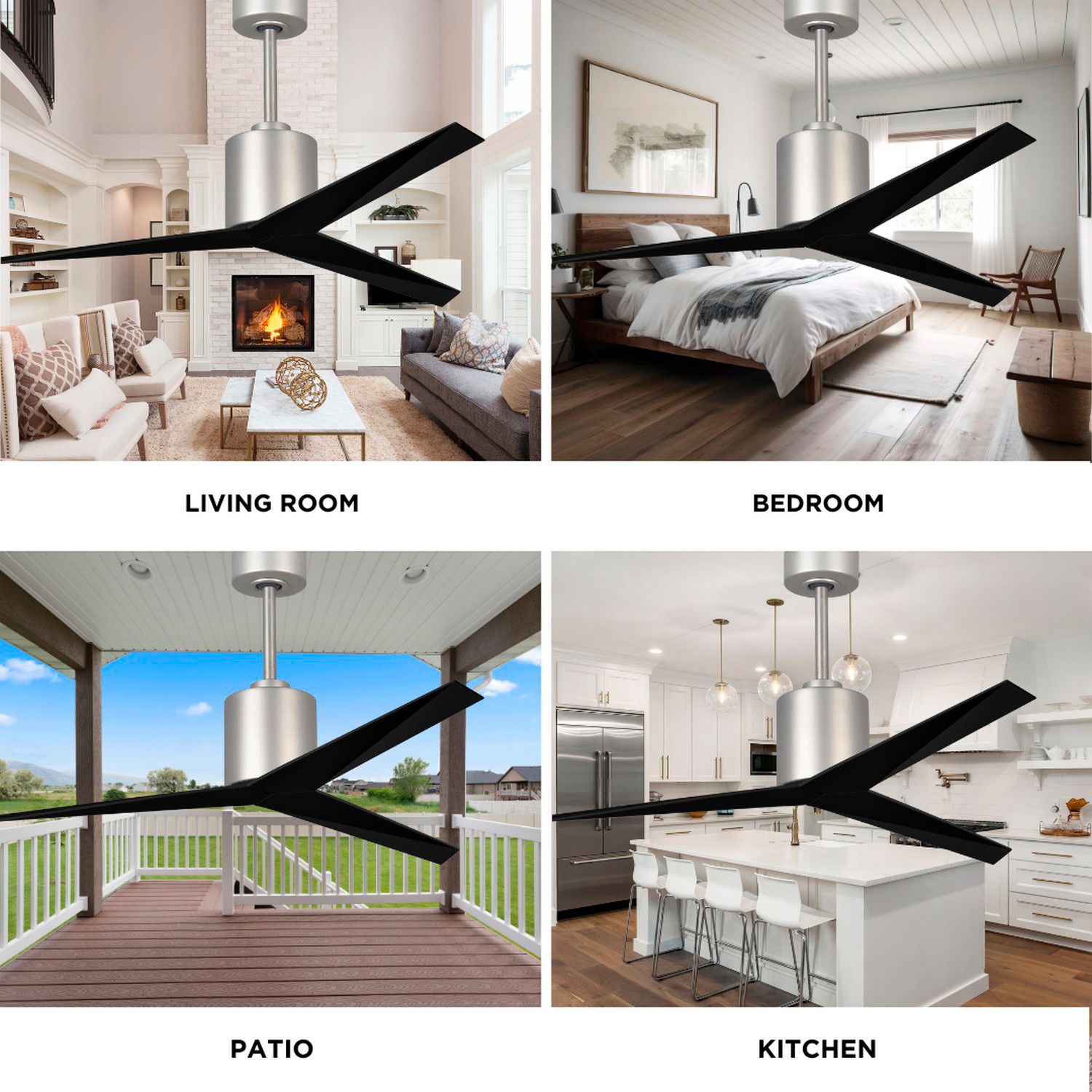 Eliza Ceiling Fan Gloss White Finish Matte Black Blades