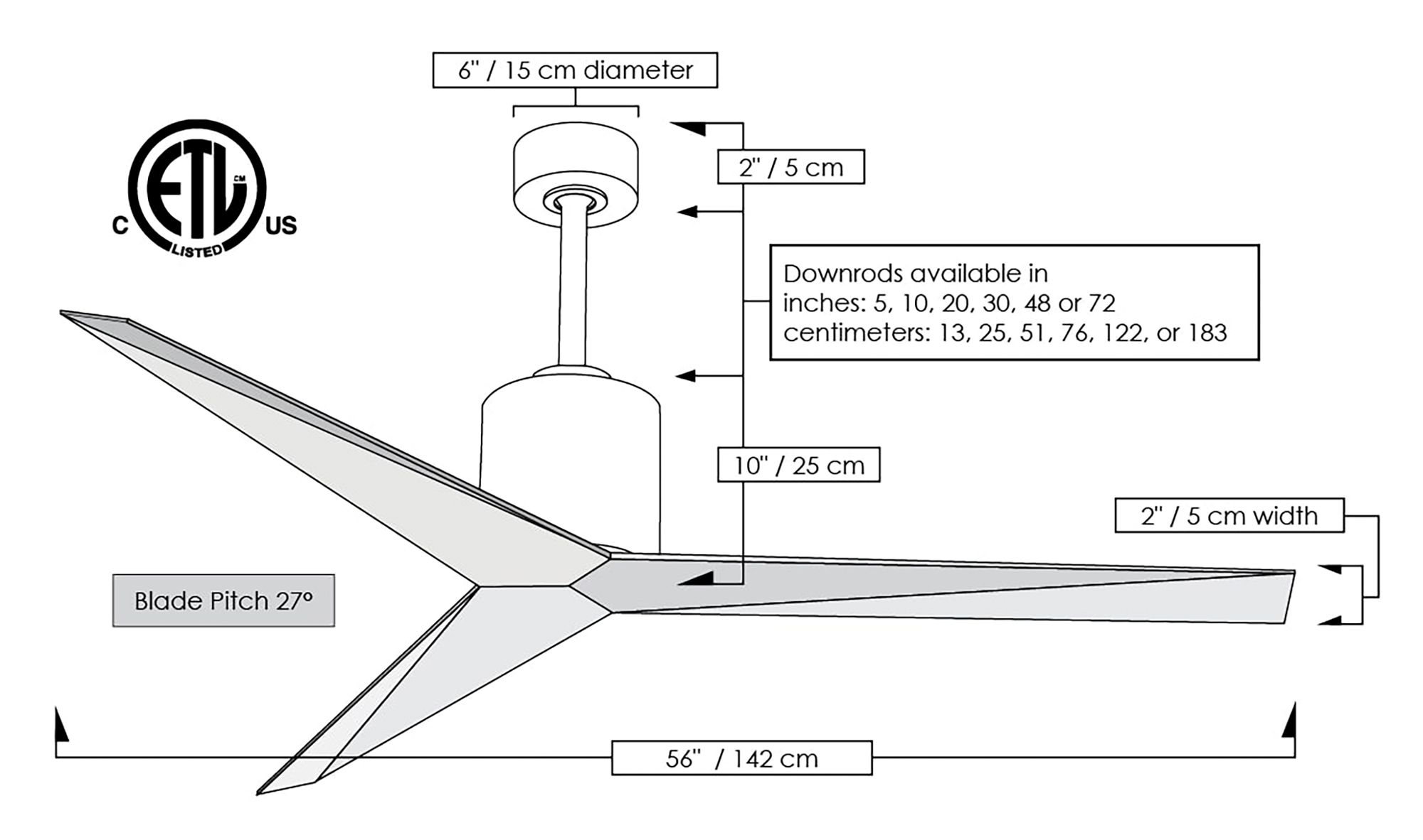 Image 7 Eliza Ceiling Fan Gloss White Finish Matte Black Blades more views