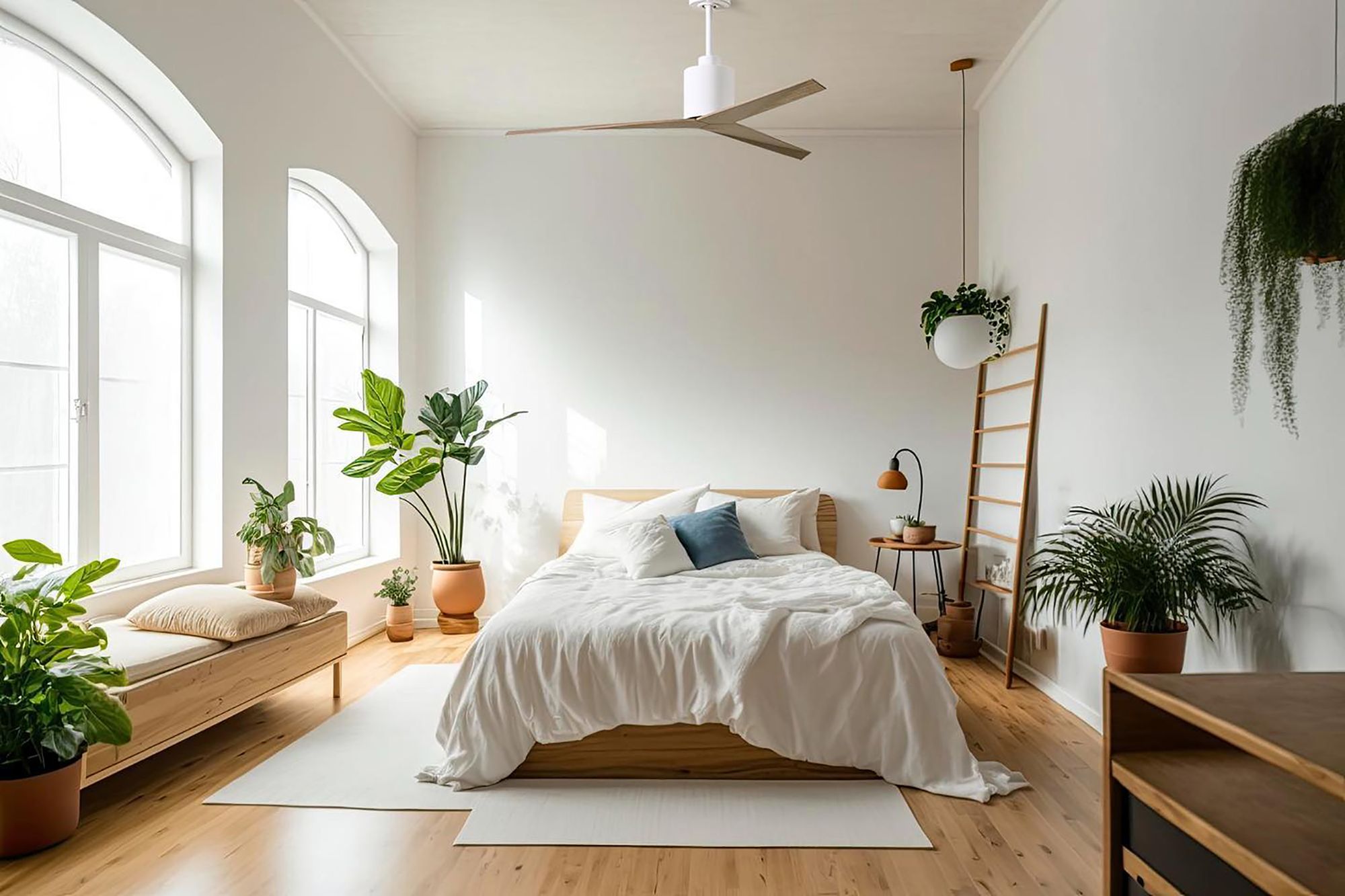 Image 2 Eliza Ceiling Fan Gloss White Finish Old Oak Tone Blades more views