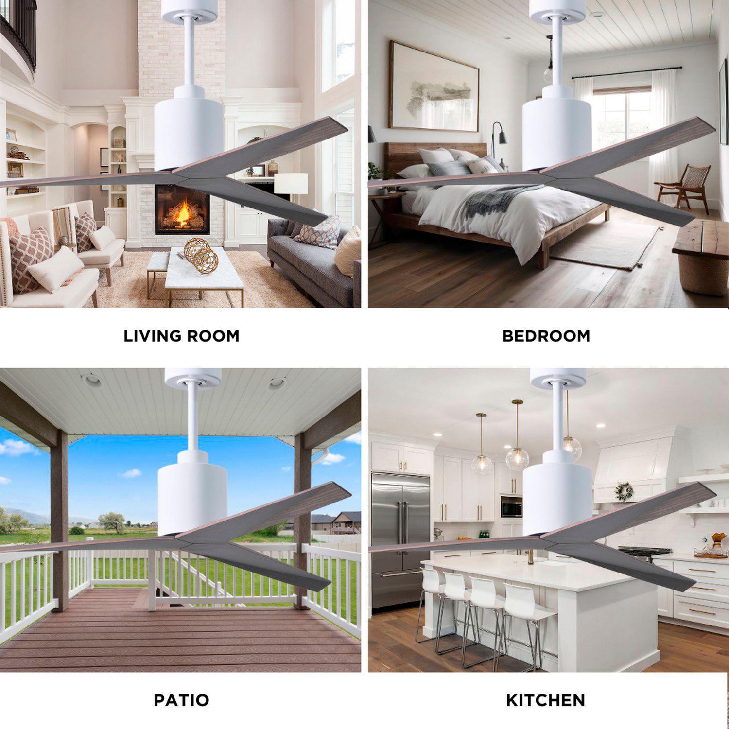 Eliza Ceiling Fan Gloss White Finish Old Oak Tone Blades