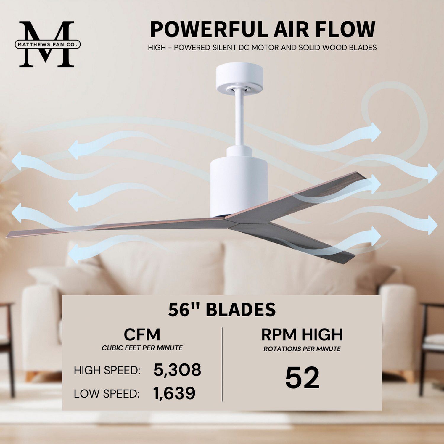 Eliza Ceiling Fan Gloss White Finish Old Oak Tone Blades