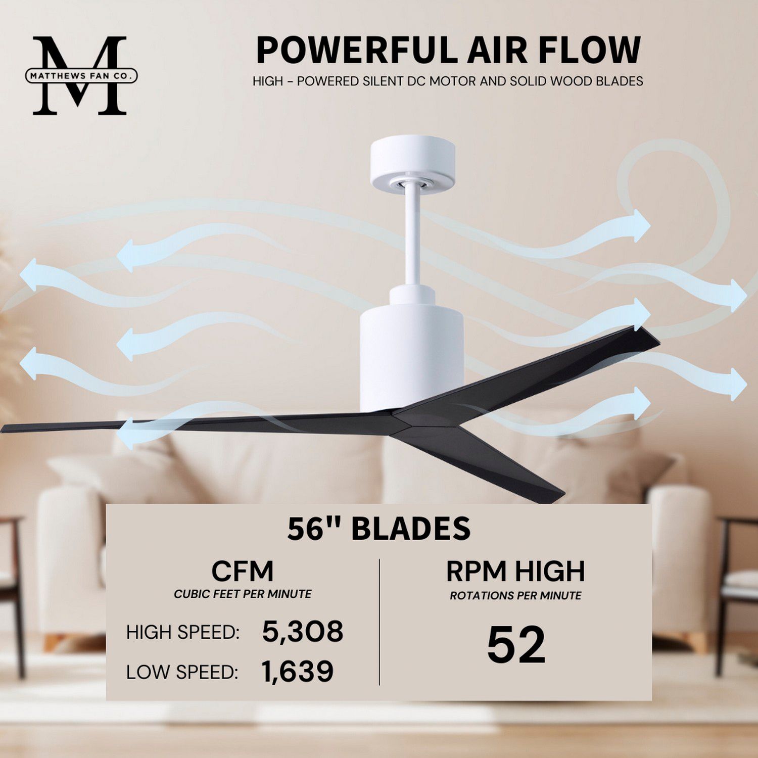 Image 6 Eliza - Ceiling Fan - Gloss White Finish with Matte Black Blades more views