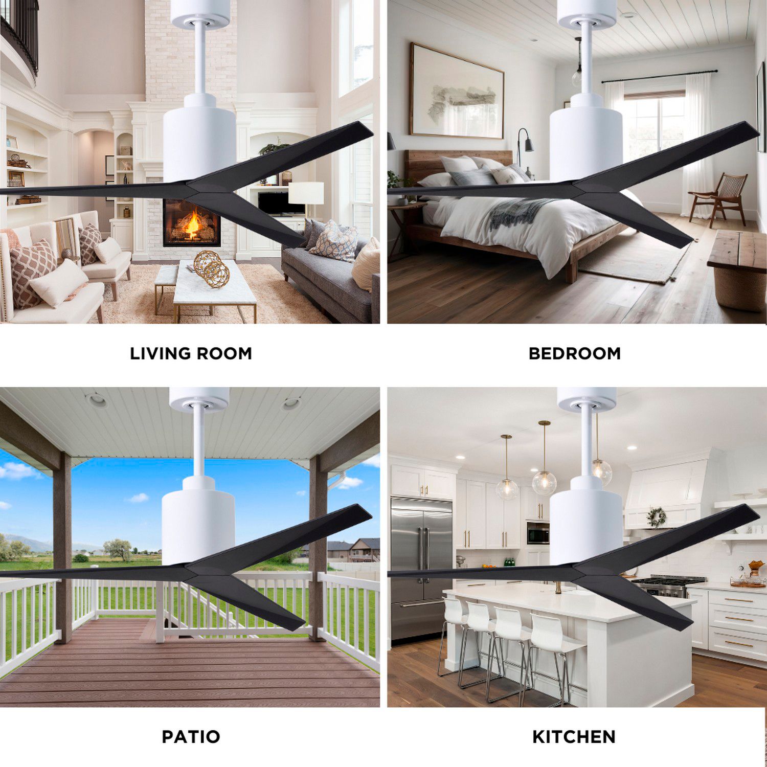 Eliza - Ceiling Fan - Gloss White Finish with Matte Black Blades