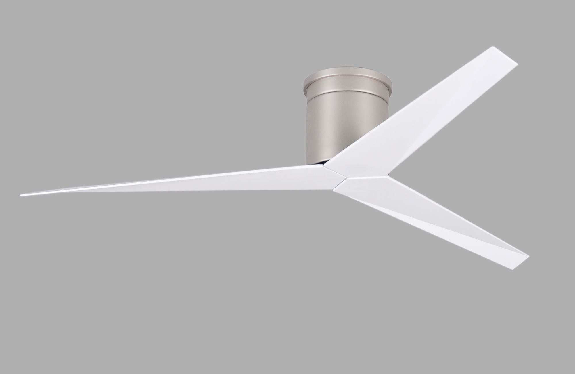 Image 3 Eliza-H Flush Mount Ceiling Fan Brushed Nickel Finish Gloss White Blades more views