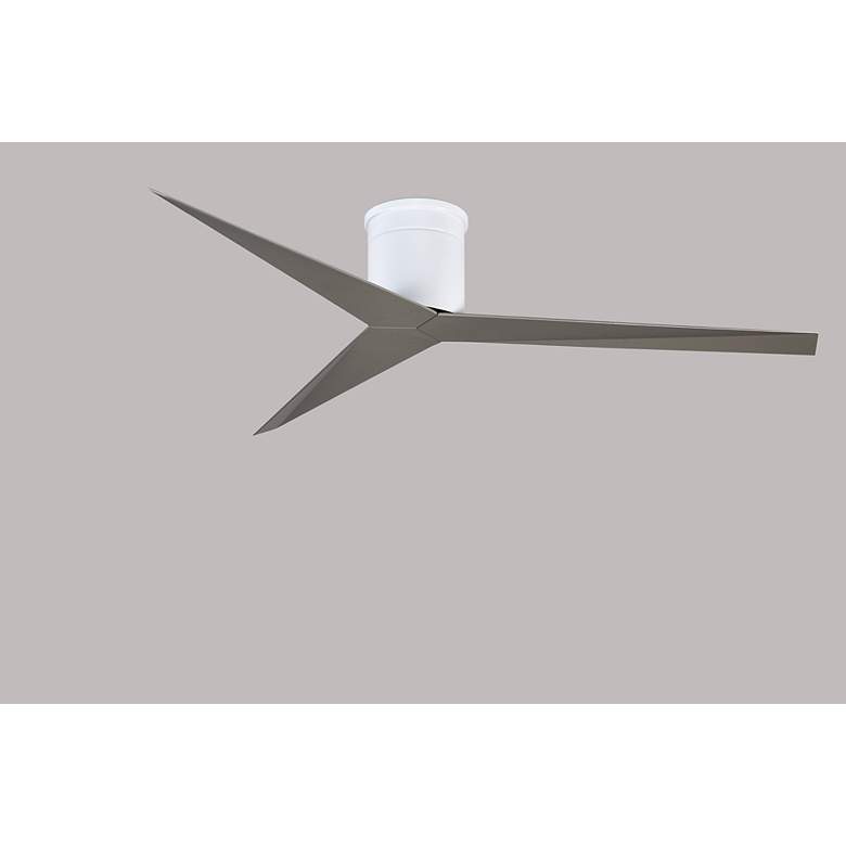 Image 7 Eliza-H - Flush Mount Ceiling Fan - Gloss White Finish - Nickel Blades more views