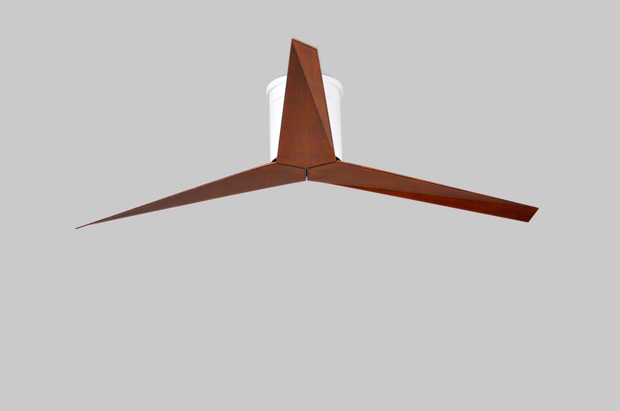 Eliza-H - Flush Mount Ceiling Fan - Gloss White Finish - Walnut Tone Blades