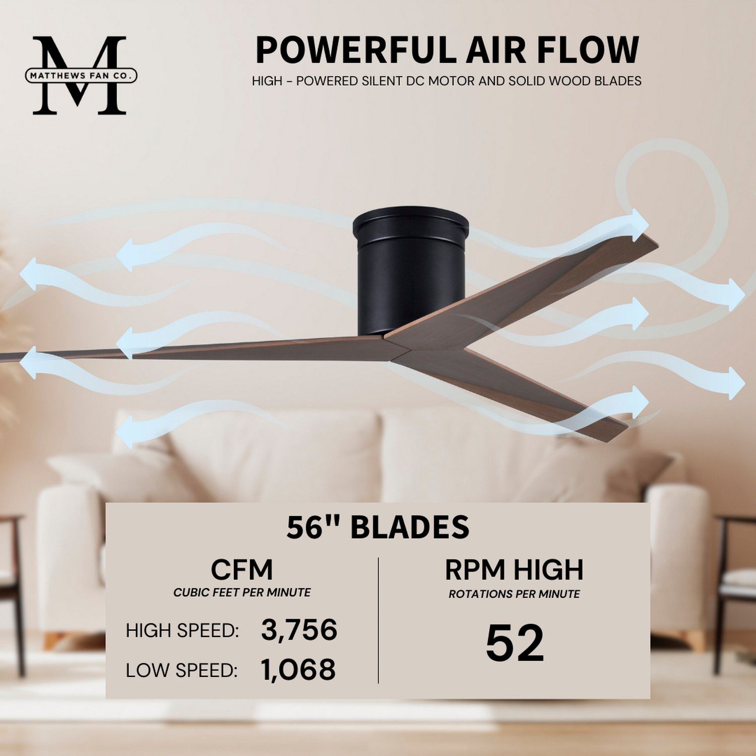 Image 5 Eliza-H - Flush Mount Ceiling Fan - Matte Black Finish - Gray Ash Blades more views