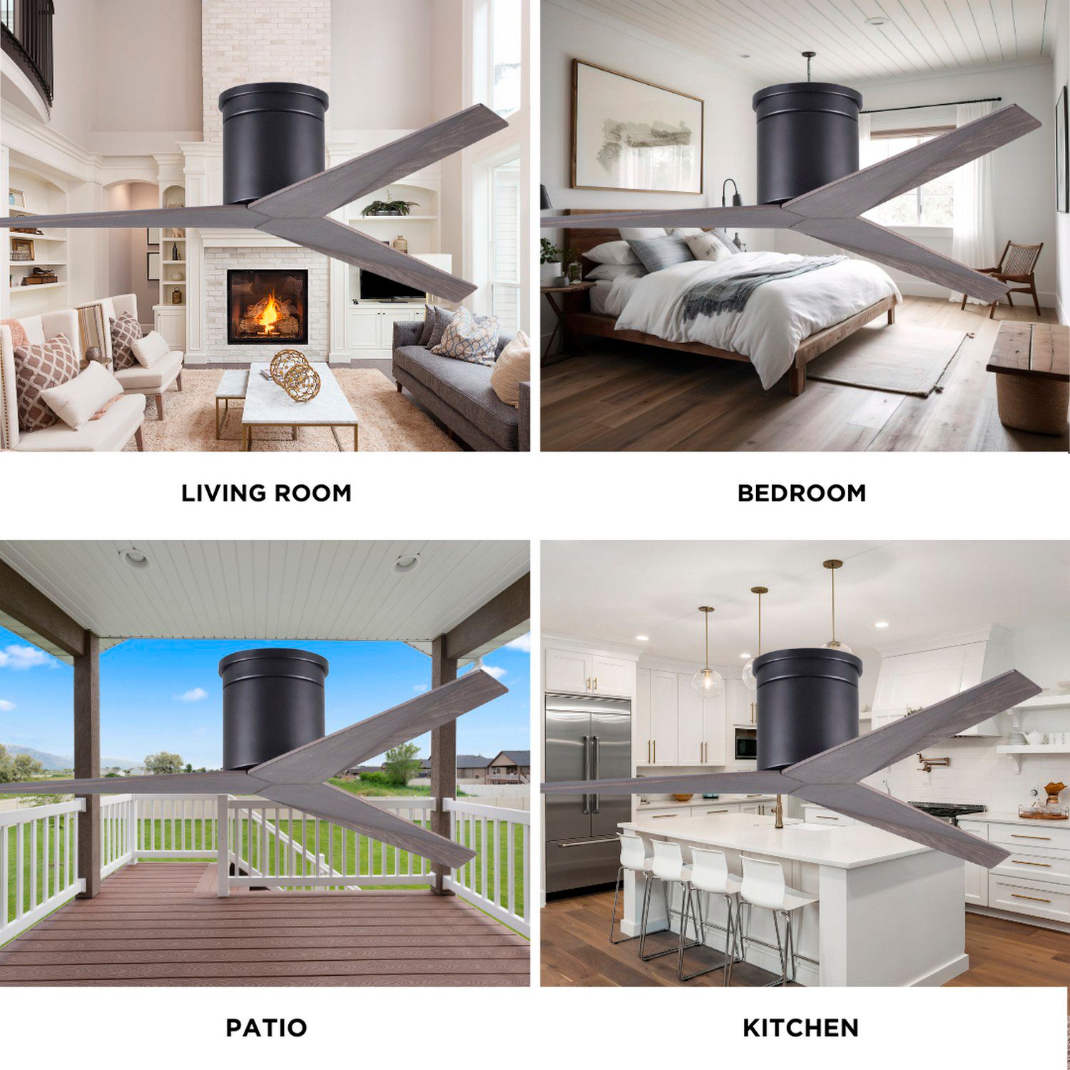 Image 7 Eliza-H - Flush Mount Ceiling Fan - Matte Black Finish - Gray Ash Blades more views