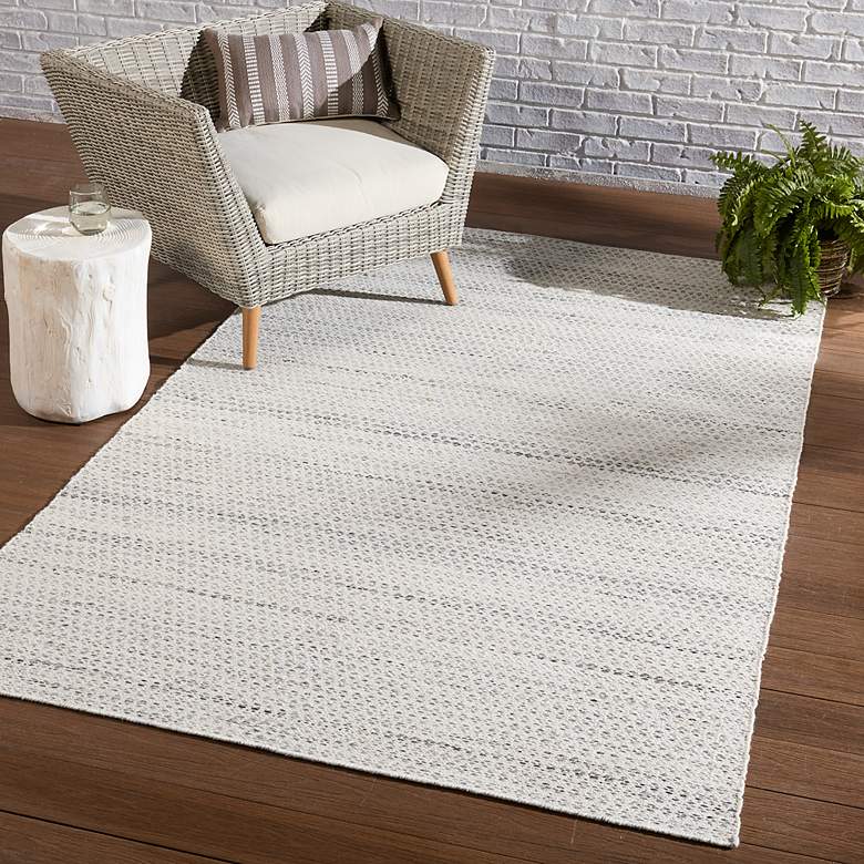 Image 1 Eliza PNR04 5&#39;x8&#39; Cream and Taupe Indoor/Outdoor Area Rug